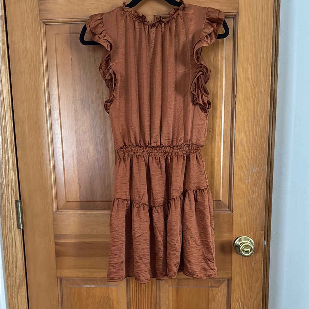 Steve Madden Rust Ruffle Mini Dress - Picture 3 of 4